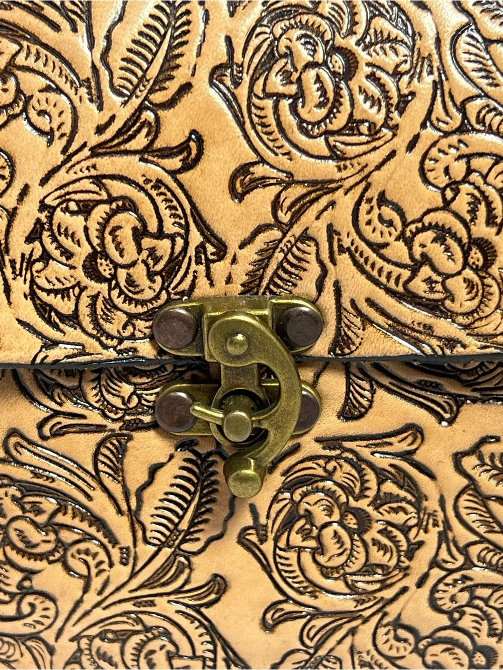 Tooled Leather Embossed Floral Saddle Bag Braided Handcrafted Western Boho